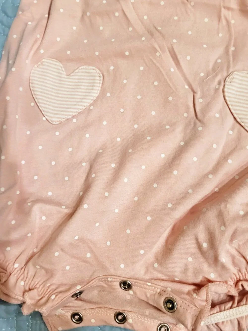 NWT Carter's Sweet Baby Girl Heart Pocket Romper - Pink/White - 6 Months - Picture 6 of 10